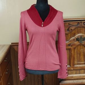 Moth Anthropologie Sheer Collar Ribbed Sweater M